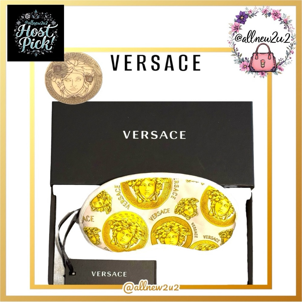 Versace Medusa Sleep Mask Logo Gold & Pink New In Box with Tags